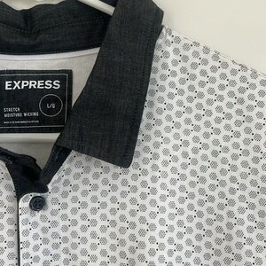 Express Black and White Polo Shirt with Modern Design